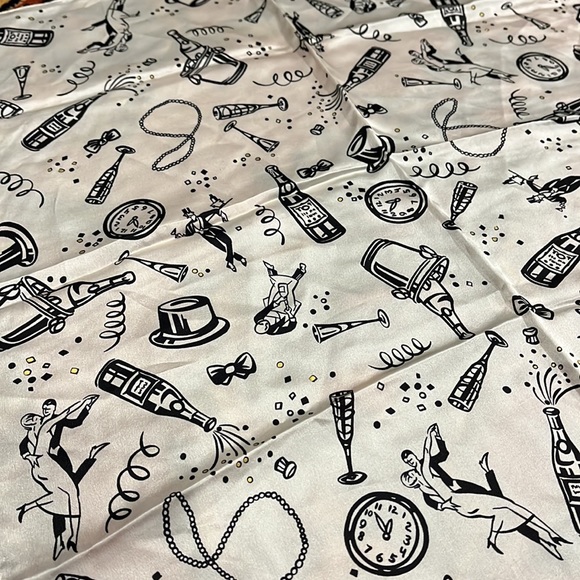 Vintage Echo New Years motif 100% Silk Scarf - Picture 5 of 5